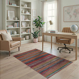 Multi-color and Patterns Vibrant Multi-Color Striped Geometric Area Rug