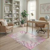 Delicate Pink Blossom Branch Border Rug