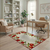 ODIKA Washable Red Apple Orchard Low Pile Non-Slip Farmhouse Area Rug