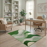 Serene Green Waves Abstract Area Rug