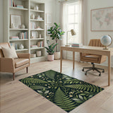 Lush Fern Blossom Green Area Rug
