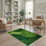 Vibrant Green Abstract Wave Area Rug