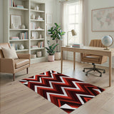 Bold Red Chevron Zigzag Geometric Modern Area Rug