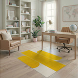 Yellow Ovals on Neutral Geometric Area Rug
