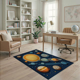 Multi-color and Patterns Solar System Kids Cartoon Area Rug