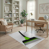 Green Black Rake Pattern Area Rug
