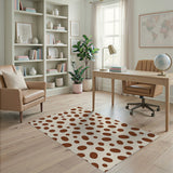 Brown Oval Spots on Beige Area Rug