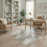 Beige and Neutral Serene Waves Beige Abstract Area Rug