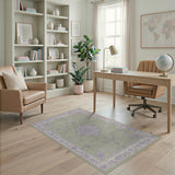 Green Purple Floral Vintage Area Rug