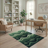 Emerald Wave Abstract Abstract Area Area Rug
