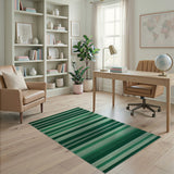 Lush Green Horizontal Stripe Woven Rug