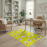 Cute Cartoon Fried Egg Yellow Area Rug