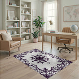 Purple Ornate Floral Frame Area Rug
