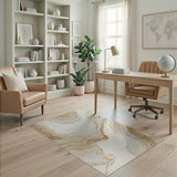 Beige Gold Vein Abstract Marble Area Rug