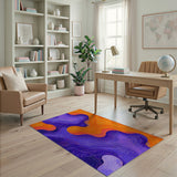 Abstract Wavy Purple Orange Area Rug
