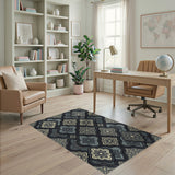 Blue Teal Persian Quatrefoil Area Rug