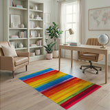 Multi-color and Patterns Vibrant Rainbow Horizontal Stripe Area Rug