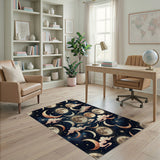 Golden Moon Phases and Stars Celestial Rug