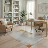 ODIKA Washable Modern Abstract Area Rug - Cream & Gold