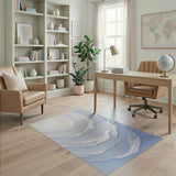 Ethereal Blue Swirl Abstract Area Rug