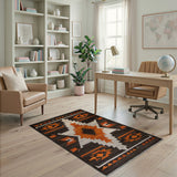 Southwestern Starburst Black Orange Geometric Rug