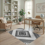 Black White Heritage Tribal Diamond Area Rug