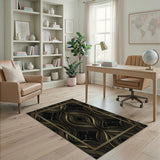 Geometric Modern Gold Swirl Geometric Area Rug