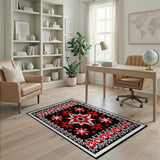 Red Bold Red Star Geometric Area Rug