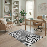 Abstract Area Hypnotic Swirl Black White Area Rug