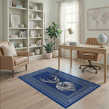 Tribal Blue Stag Head Area Rug