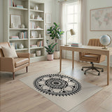 Black and White Intricate Black Mandala Persian Area Rug