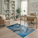 Blue Spiral Geometric Area Rug
