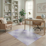 ODIKA Washable Lavender Abstract Floral Low Pile Area Rug