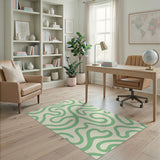 Curvy Green Wave Abstract Area Rug