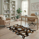 Modern Hexagon Brown Tan Geometric Area Rug