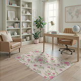 Floral Vintage Blush Pink Floral Pattern Area Rug