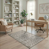 Grey Fringed Southwestern Geometric Area Rug
