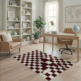 Maroon Checkerboard Abstract Area Rug