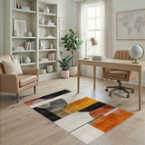 Geometric Abstract Orange Area Rug