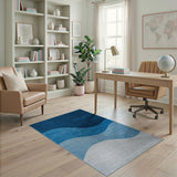 Wavy Blue Ocean Gradient Area Rug