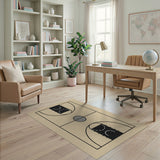 ODIKA Basketball Court Washable Area Rug - Low Pile Non-Slip Playroom Carpet