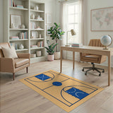 Geometric Modern Basketball Court Line Art Area Rug