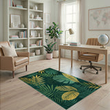 Multi-color and Patterns Lush Green Monstera Leaf Area Rug