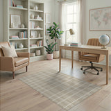 Beige Woven Grid Beige and Neutral Area Rug
