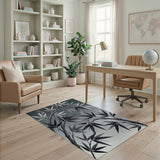 Zen Bamboo Mist Black White Area Rug