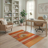 Orange Rainbow Arch Striped Area Rug