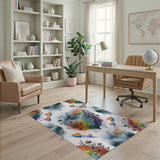 Rainbow Floral Heart Mountain Rug