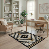 Bold Black Ivory Southwestern Geometric Area Rug