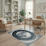Celestial Full Moon and Stars Night Sky Rug