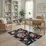 Floral Vintage Pink Blush Peony Floral Area Rug